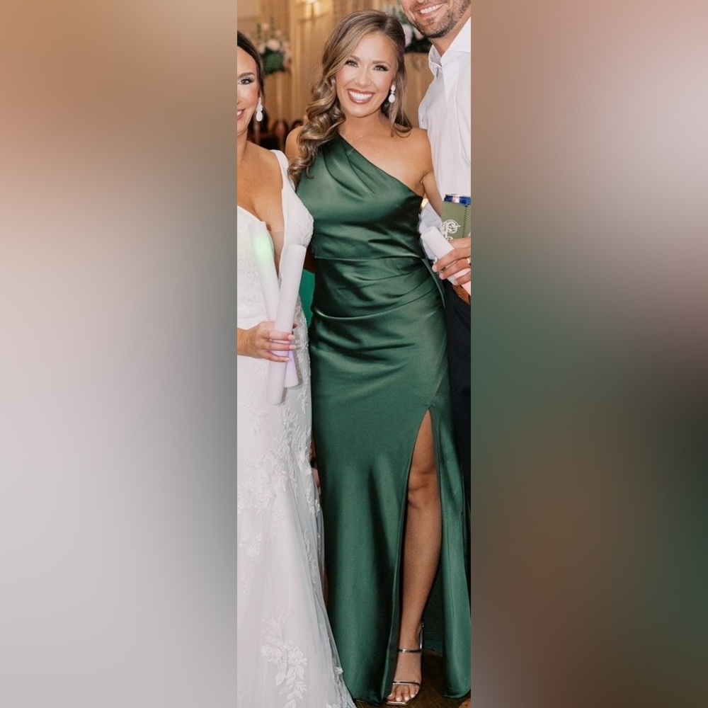 Lulu's One-Shoulder Green Maxi Dress